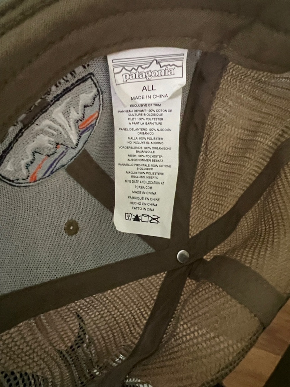 #1816: Unisex’s Patagonia Camo Trucker Hat with Multi-Color Mountain Patch - Picture 8 of 12